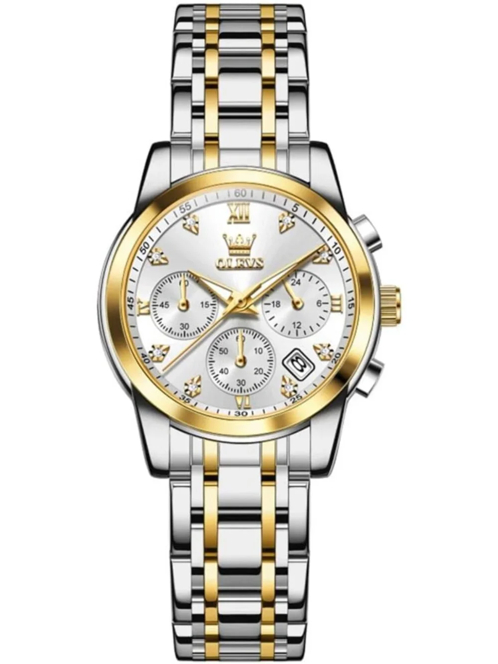 Stylish Two-Tone Women's Watch - Multifunctional Analog Quartz, Waterproof